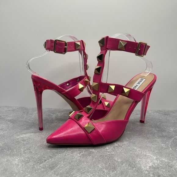 Steve Madden Audra Pink Pointed Closed Toe Ankle Strap Detailed Heeled Sandals S - Picture 2 of 14